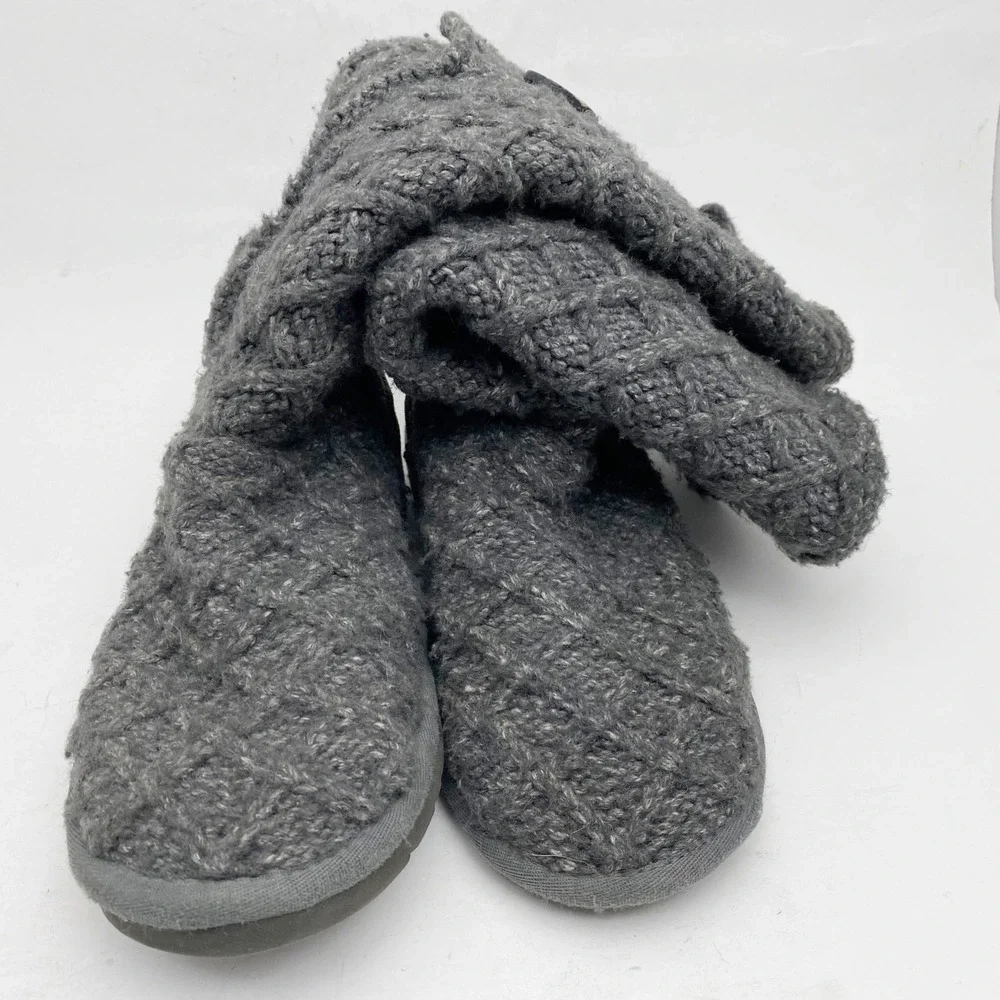 UGG Lattice Cardy Charcoal Gray Knit Tall Button Boots 3066 Womens Size‎ 6